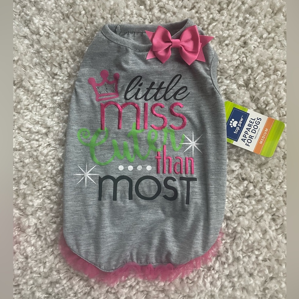 Dogs tee - pink, bows, crown